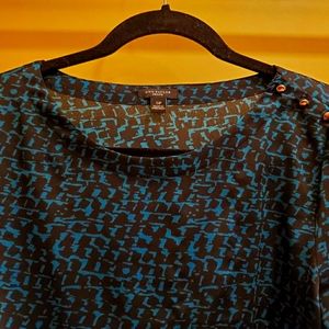 Ann Taylor Turquoise and Black Blouse